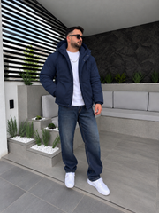 ZR Model Tam Kalın Kışlık Kapişonlu Mont Lacivert
