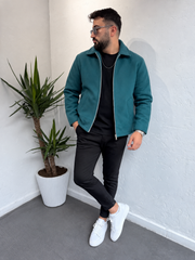 ZR Model Kaşe Mont Petrol Yeşili