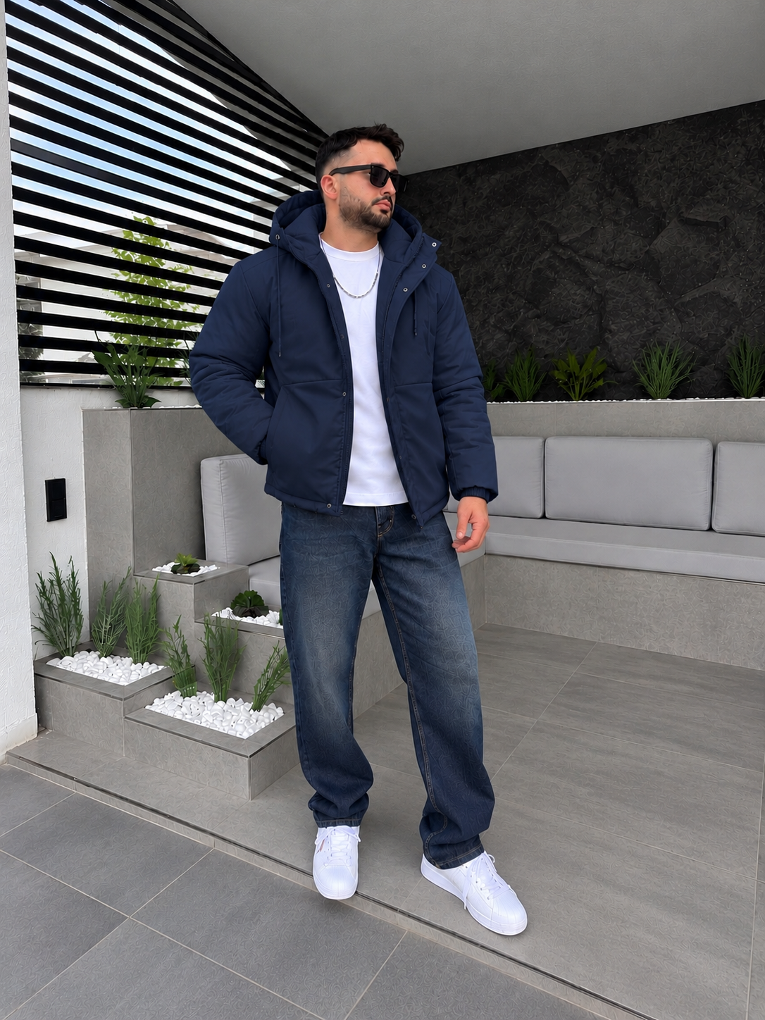 ZR Model Tam Kalın Kışlık Kapişonlu Mont Lacivert