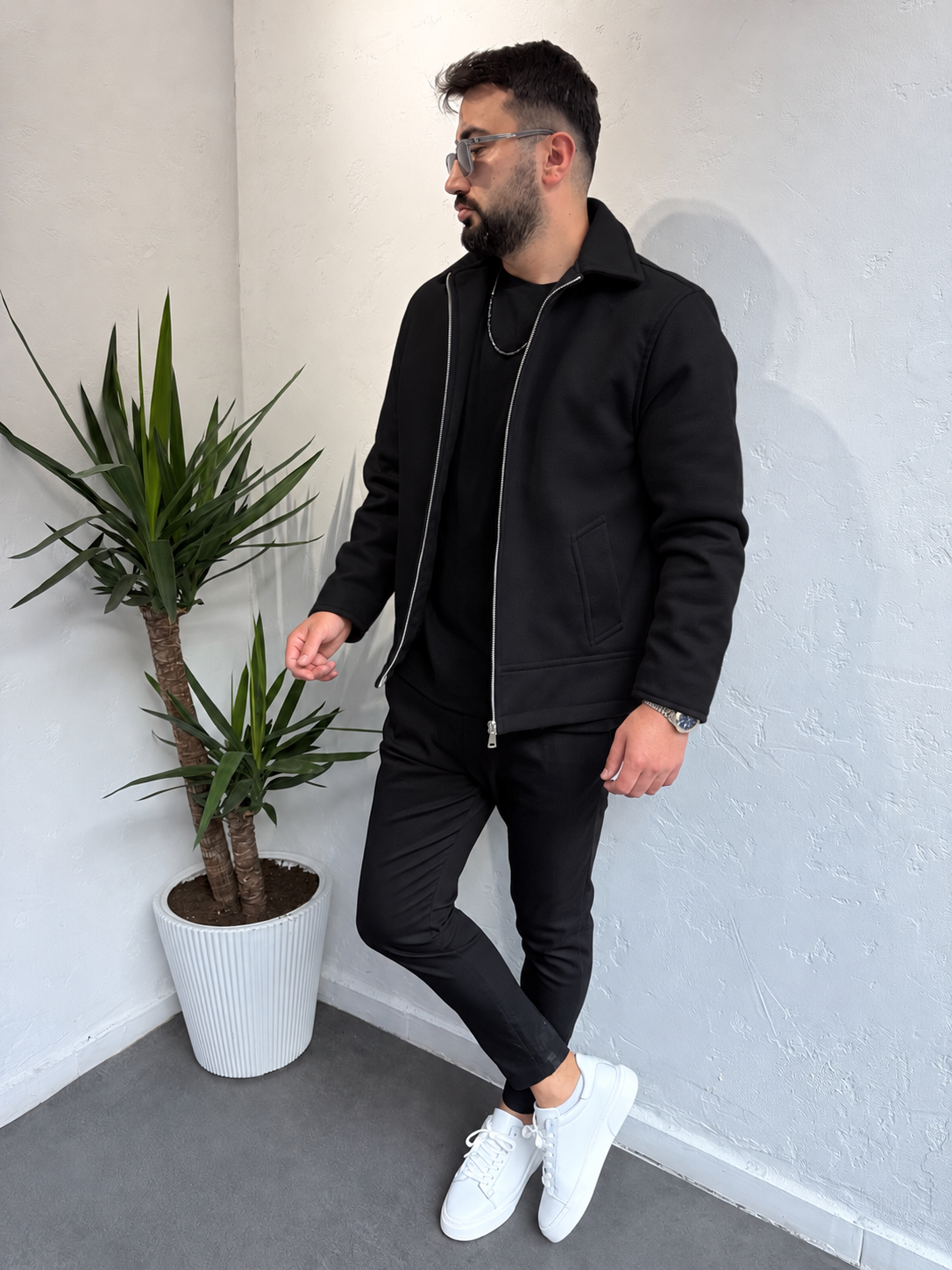 ZR Model Kaşe Mont Siyah