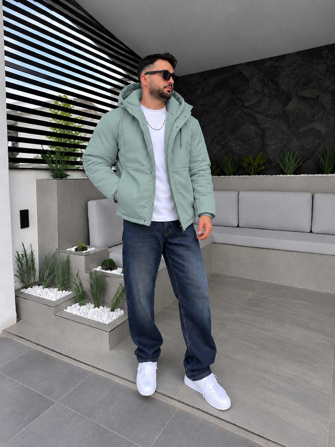 ZR Model Tam Kalın Kışlık Kapişonlu Mont Mint Yeşil