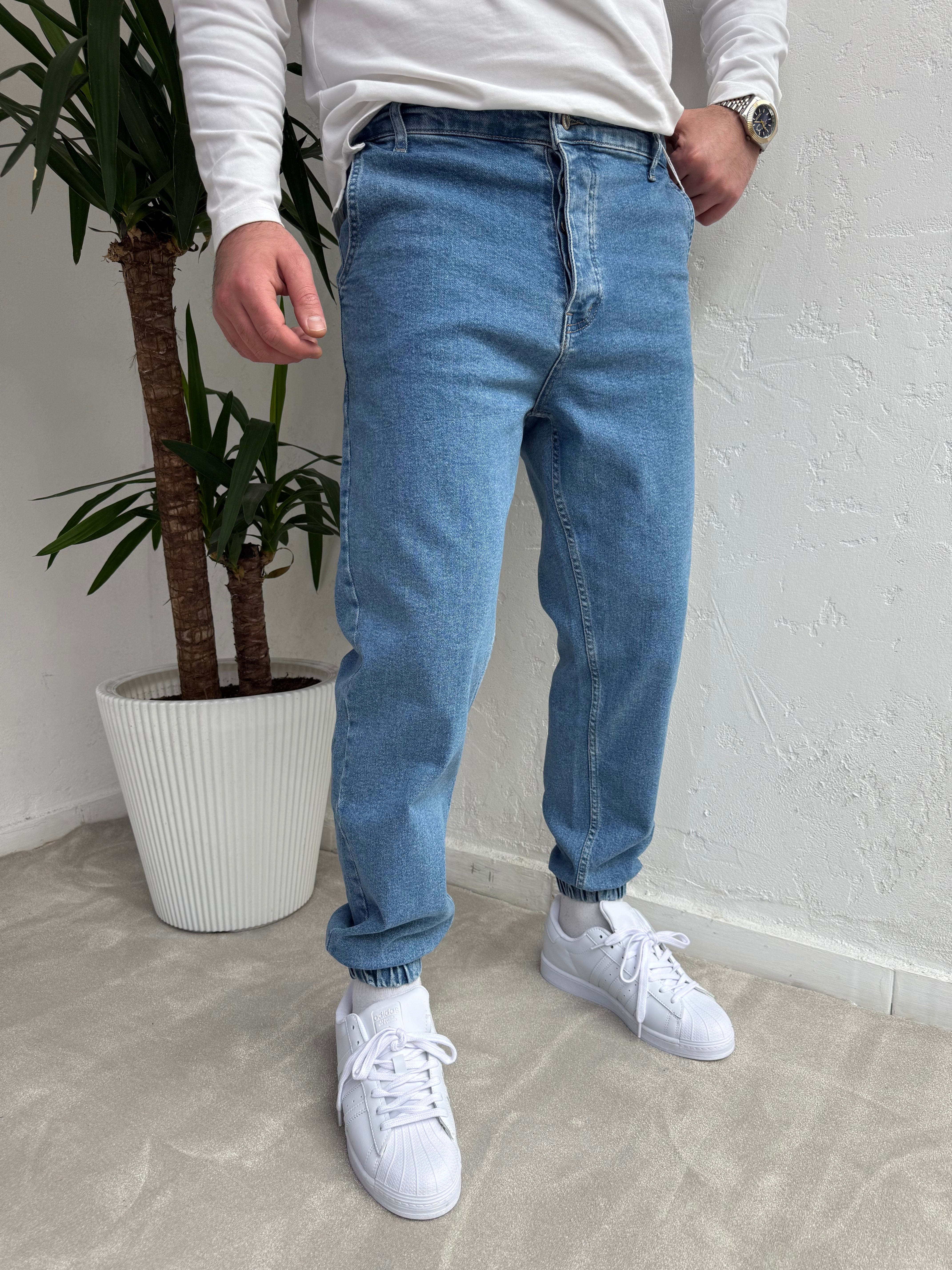 Lastik Paça Boyfriend Pantolon