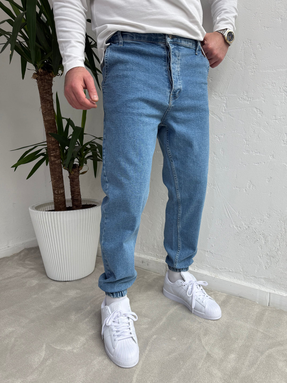 Lastik Paça Boyfriend Pantolon