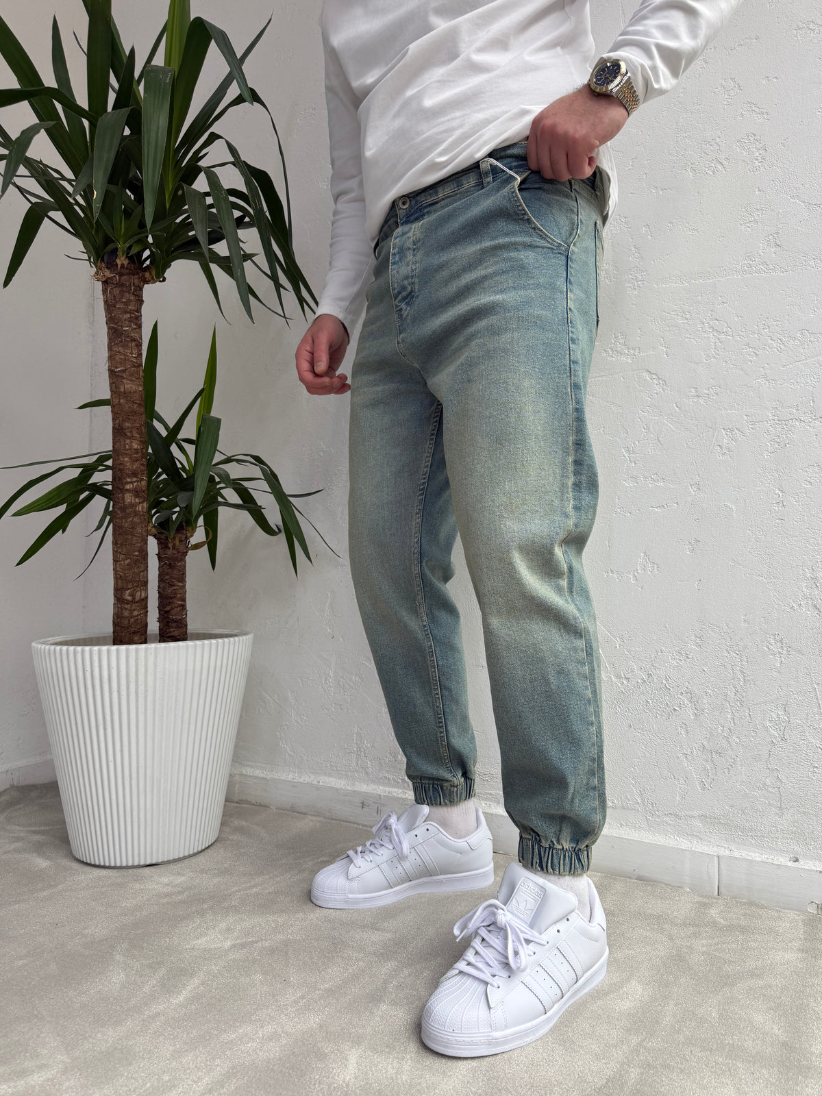 Lastik Paça Boyfriend Pantolon