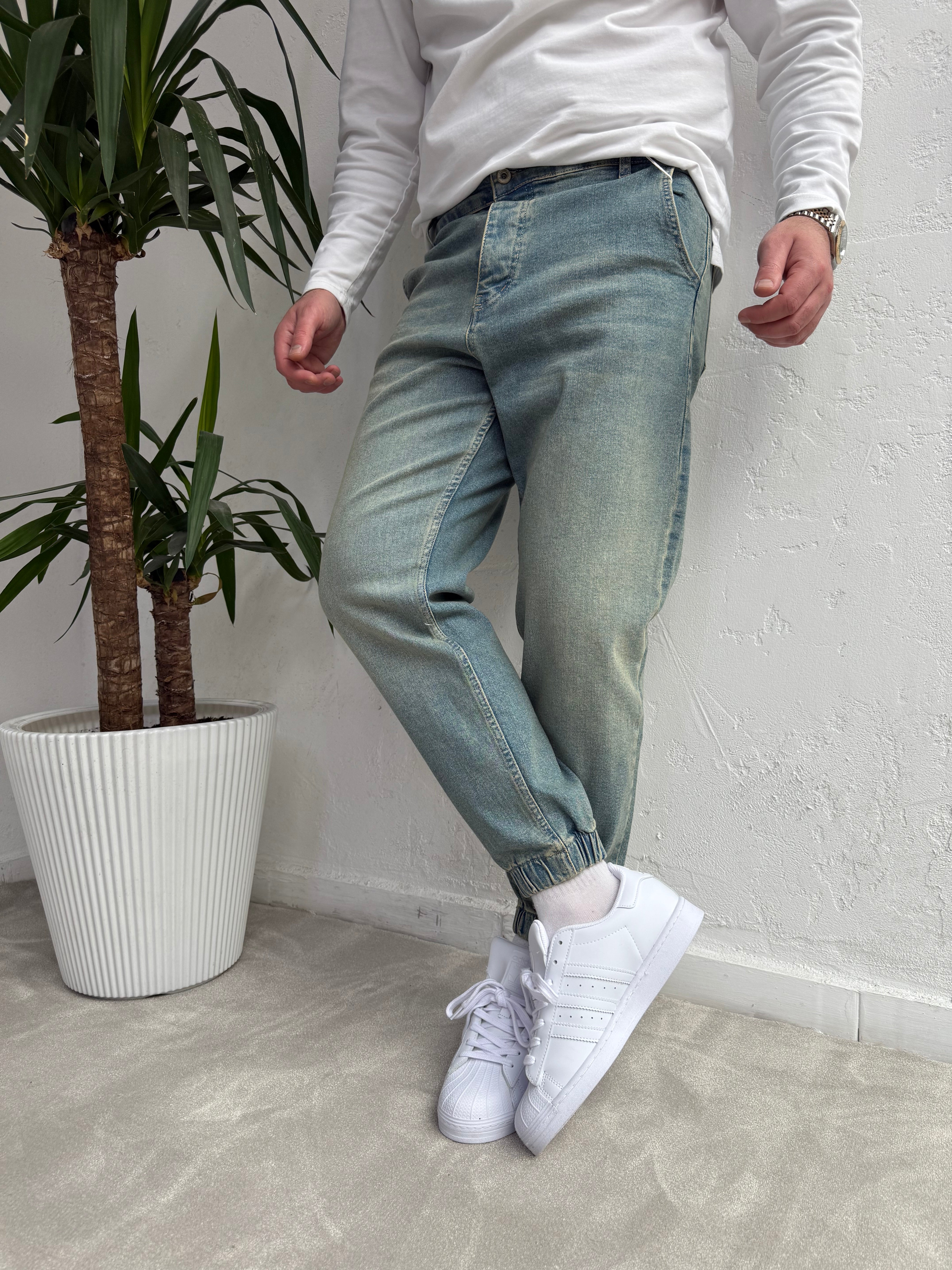 Lastik Paça Boyfriend Pantolon