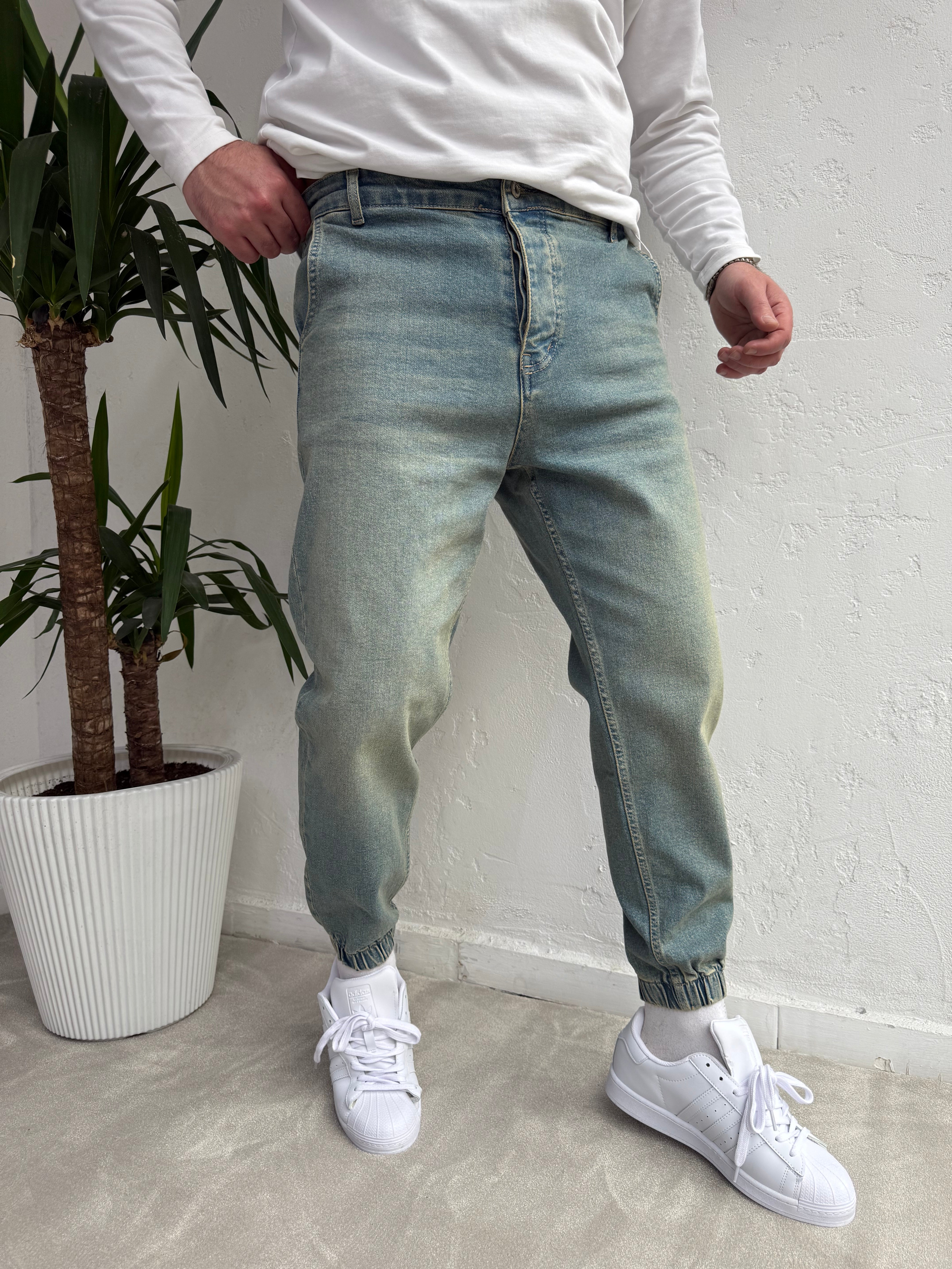 Lastik Paça Boyfriend Pantolon