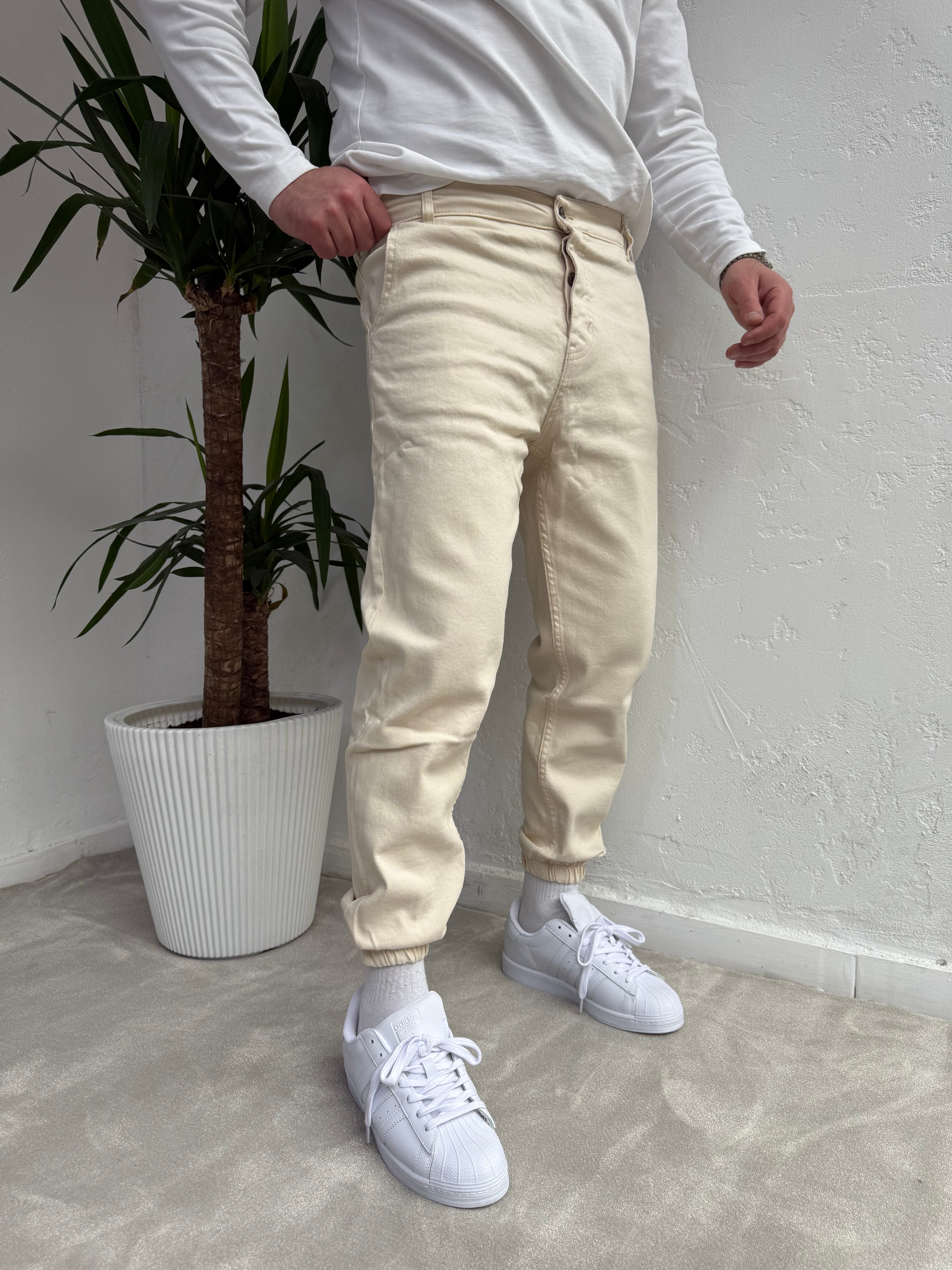 Lastik Paça Boyfriend Pantolon