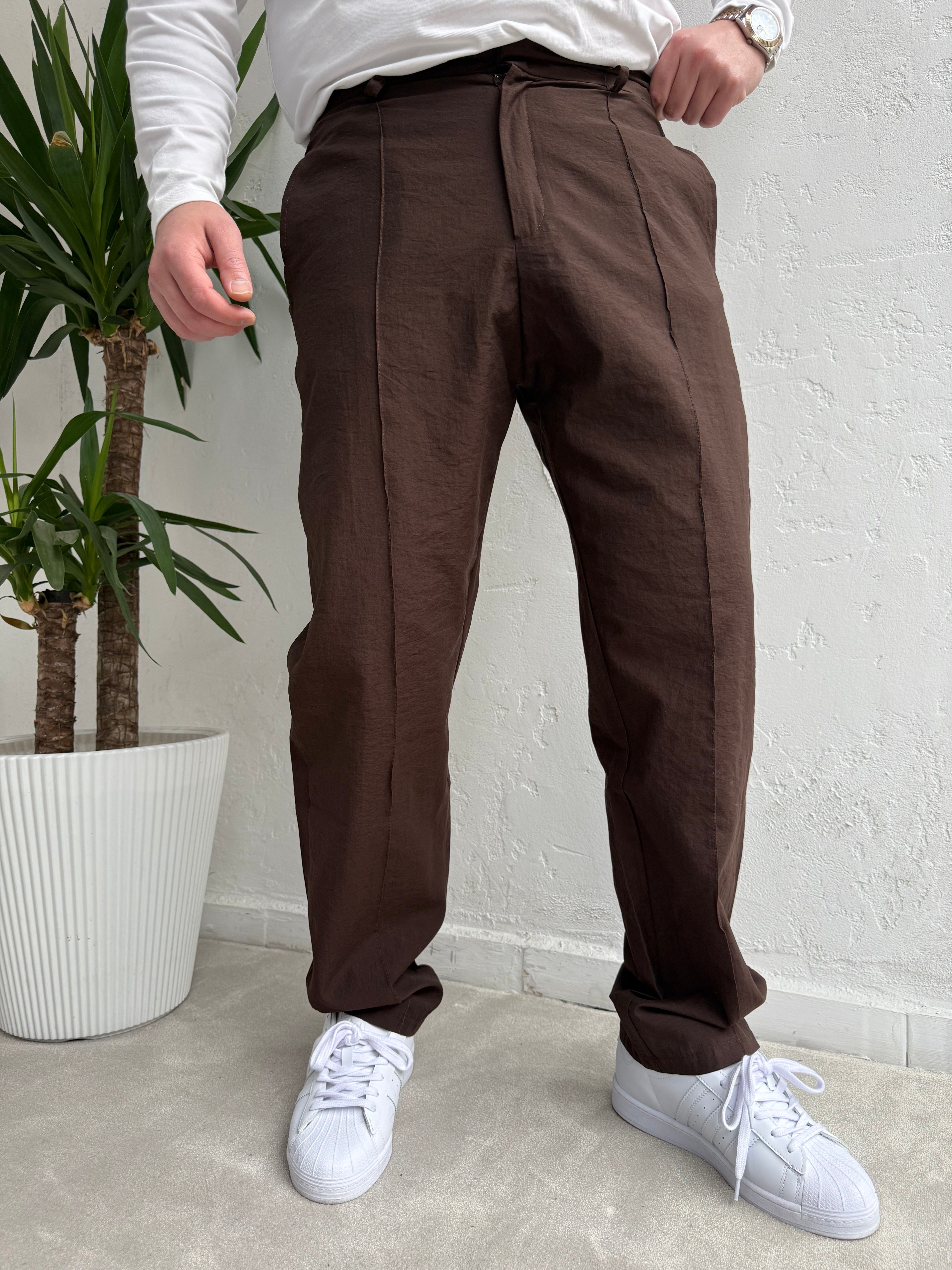 Pile Detaylı Baggy Paraşüt Pantolon
