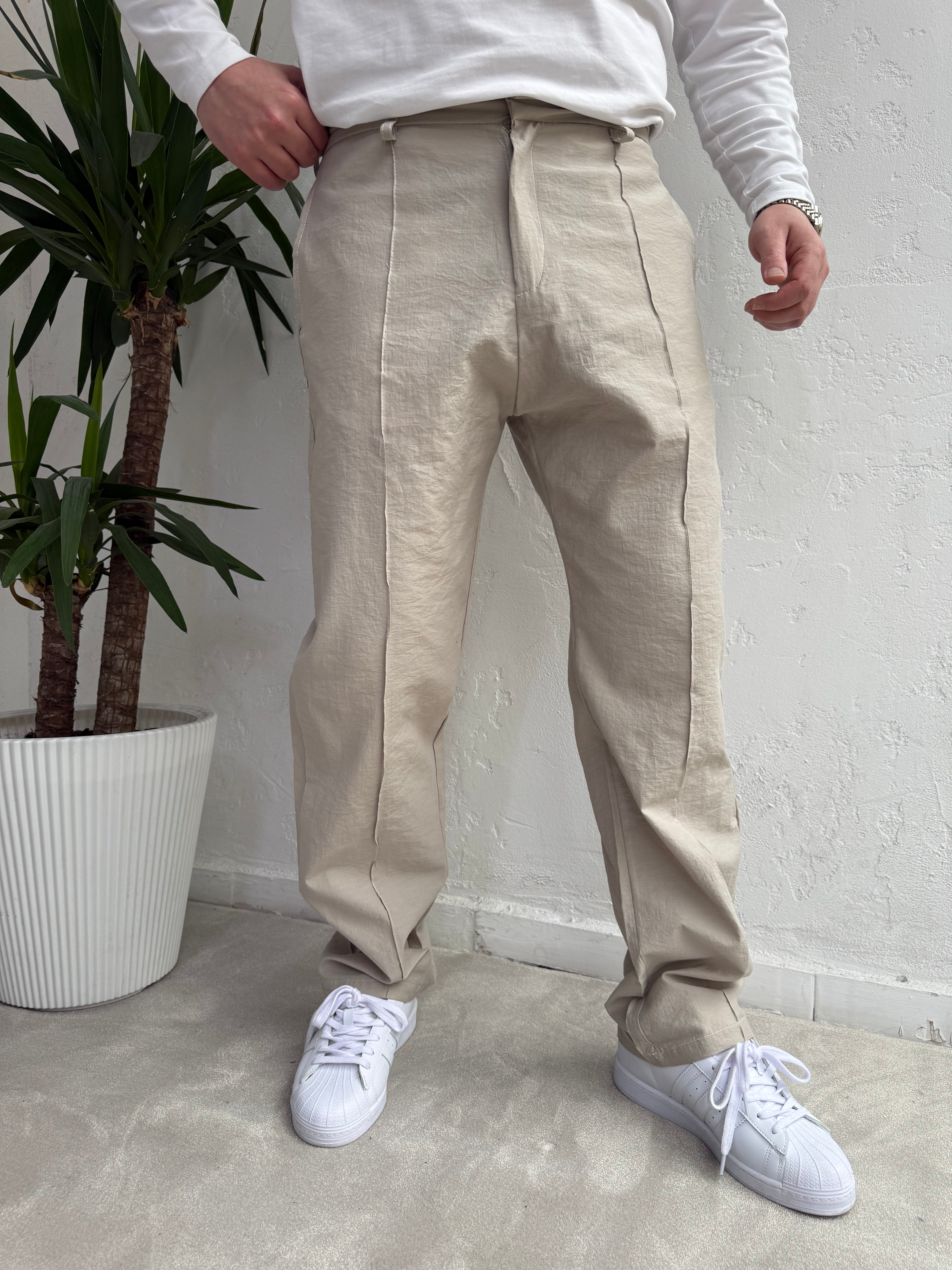 Pile Detaylı Baggy Paraşüt Pantolon