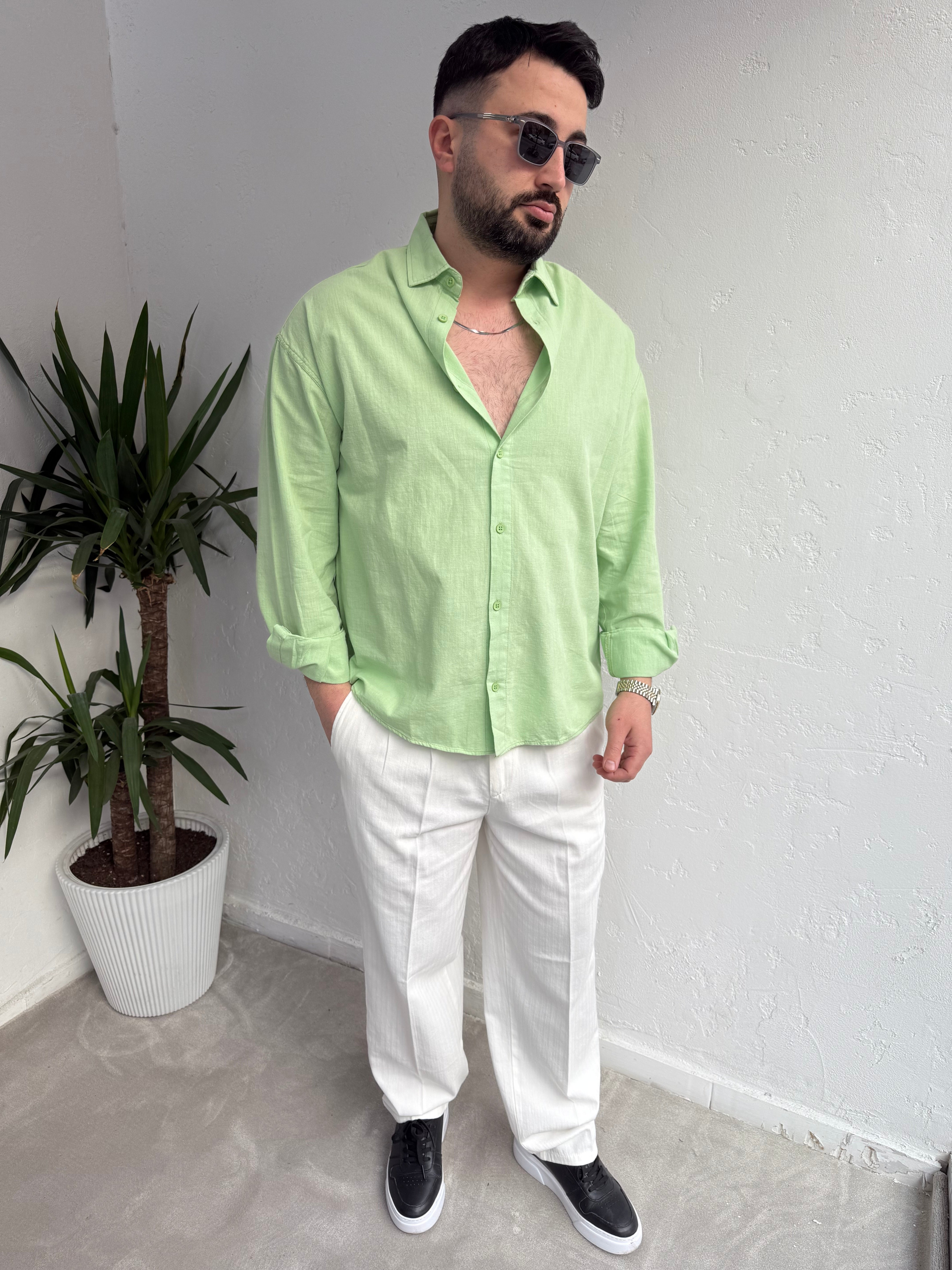 Yep Oversize Keten Gömlek
