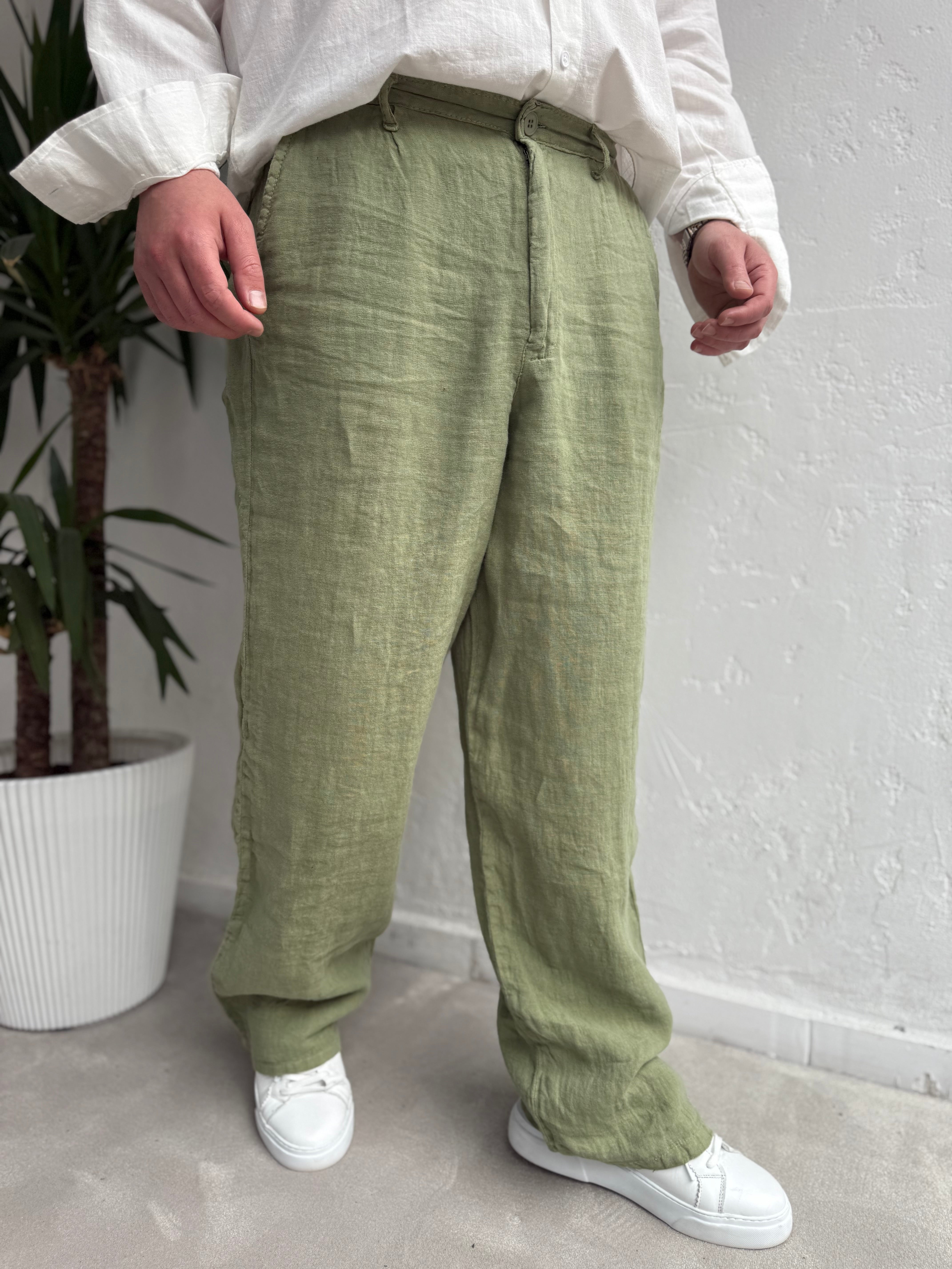 Süper Yep Ham Keten Pantolon