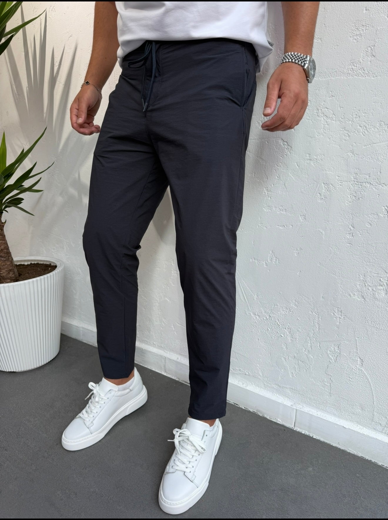 Paraşüt kumaş Slimfit Jogger pantolon siyah