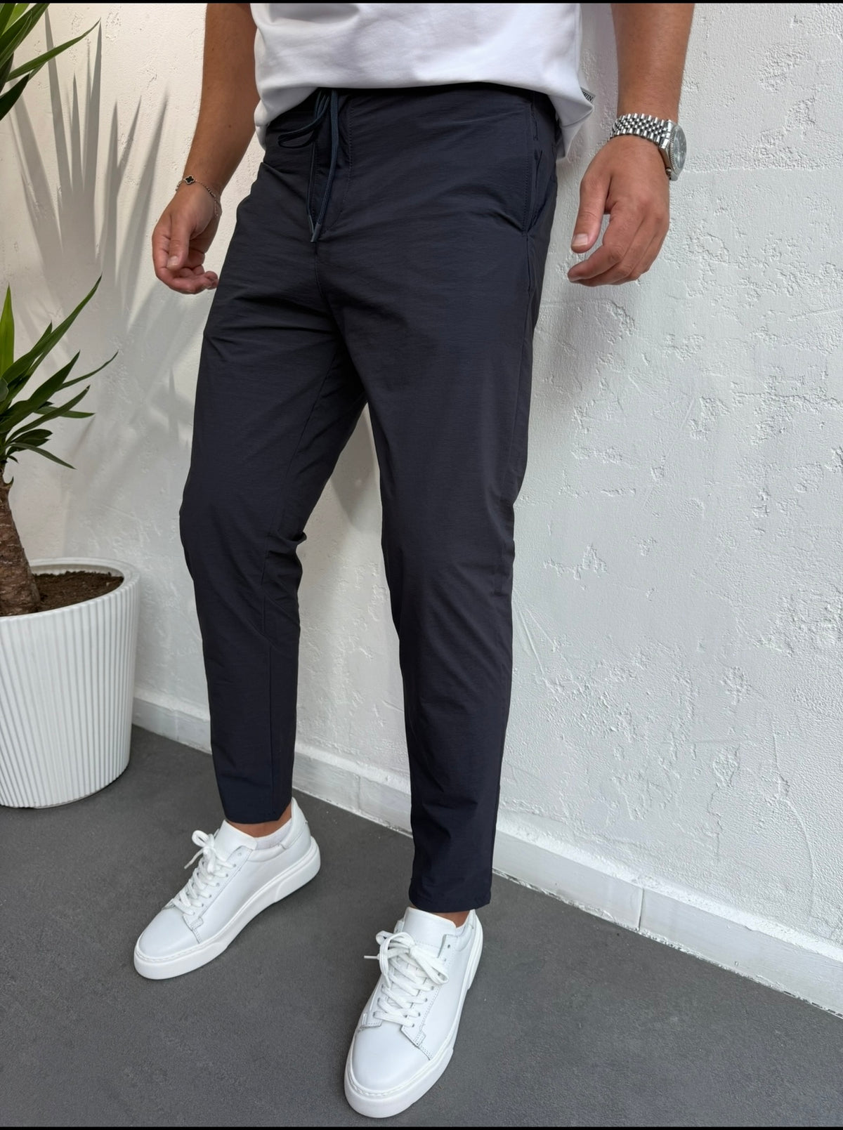 Paraşüt kumaş Slimfit Jogger pantolon siyah