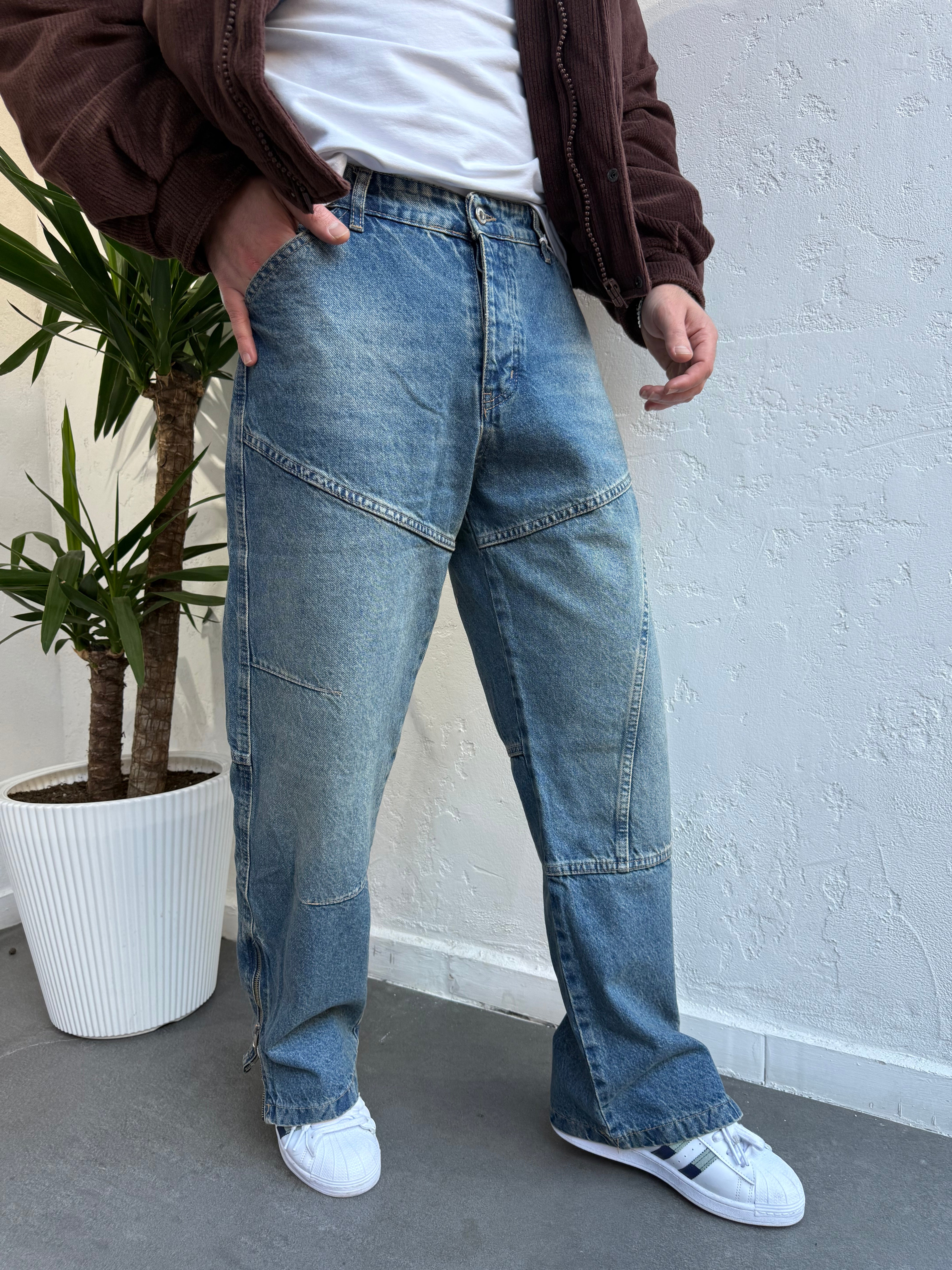 Fermuar Detaylı Baggy Kot