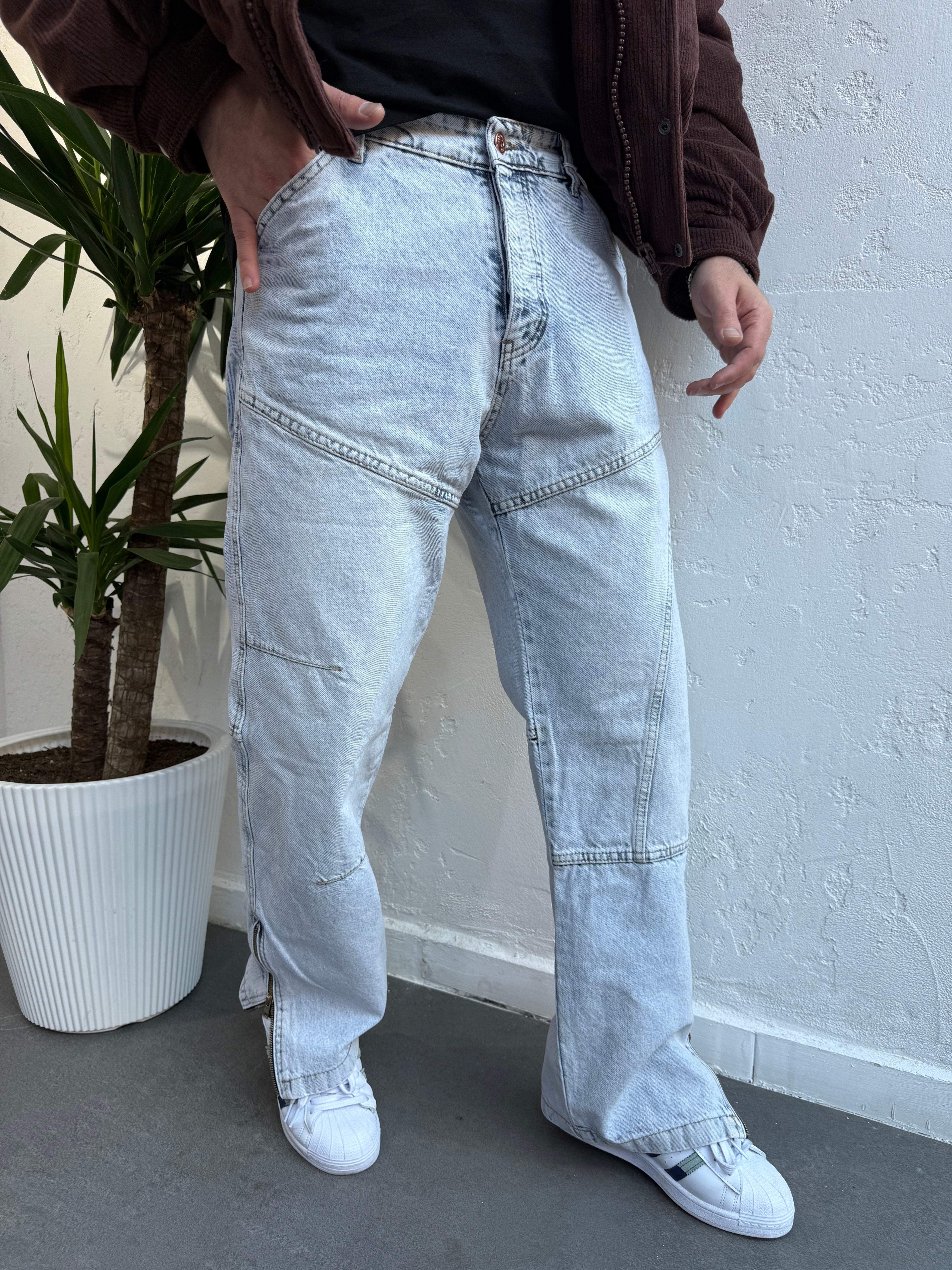 Fermuar Detaylı Baggy Kot