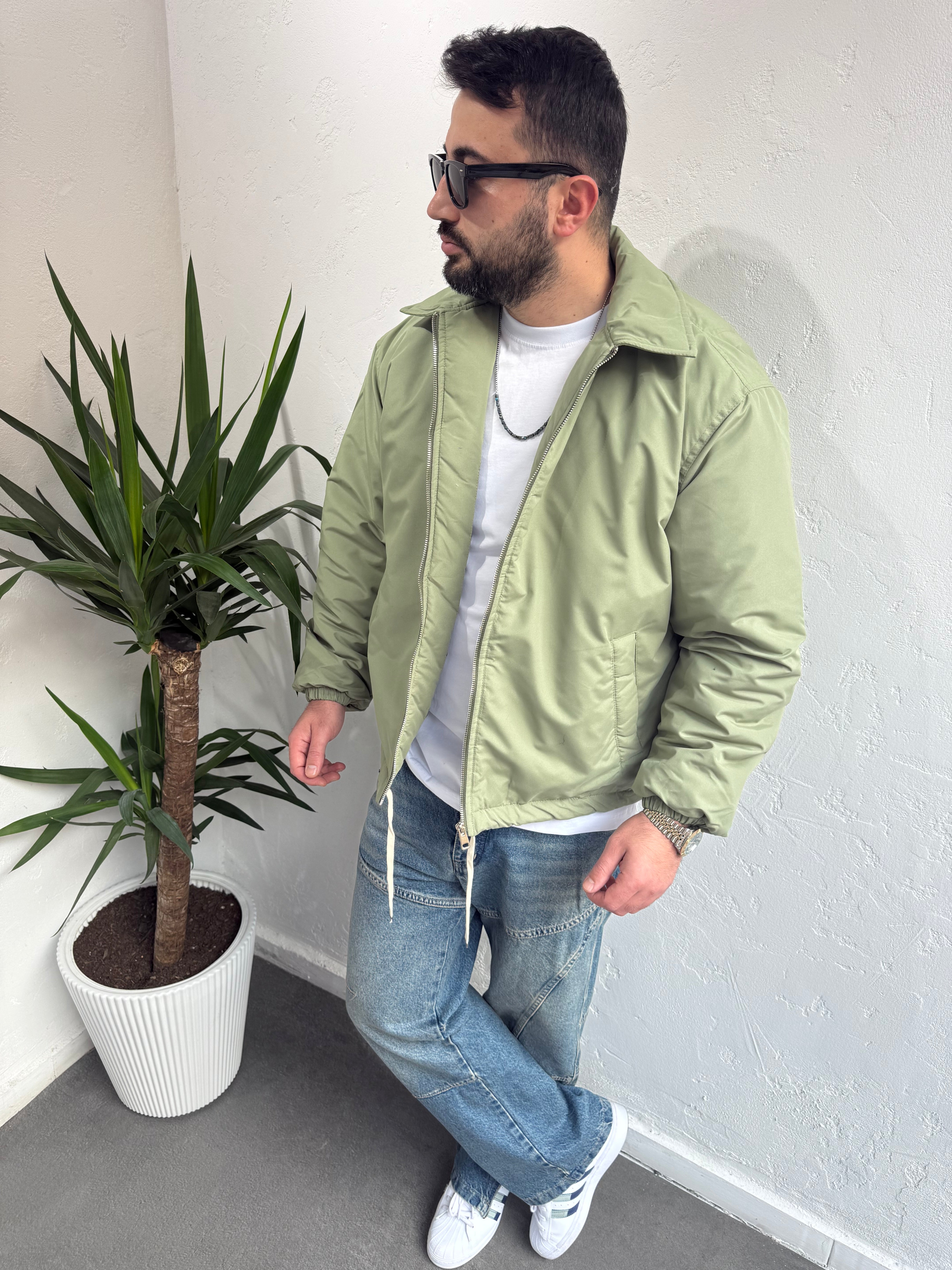 ZR Model Owersıze Çelik Fermuar Mont Yeşil