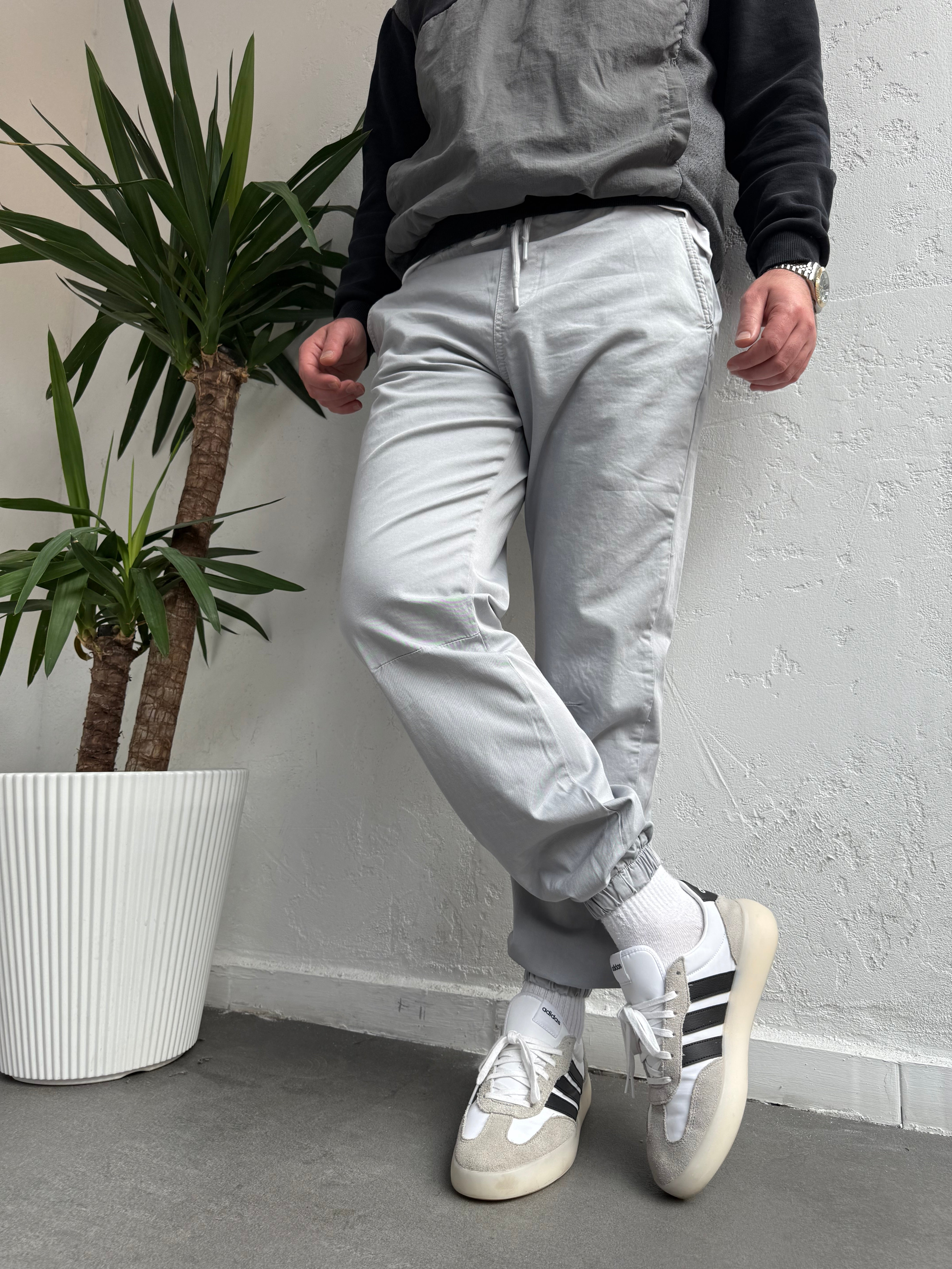 Lastik Paça Gabardin Pantolon