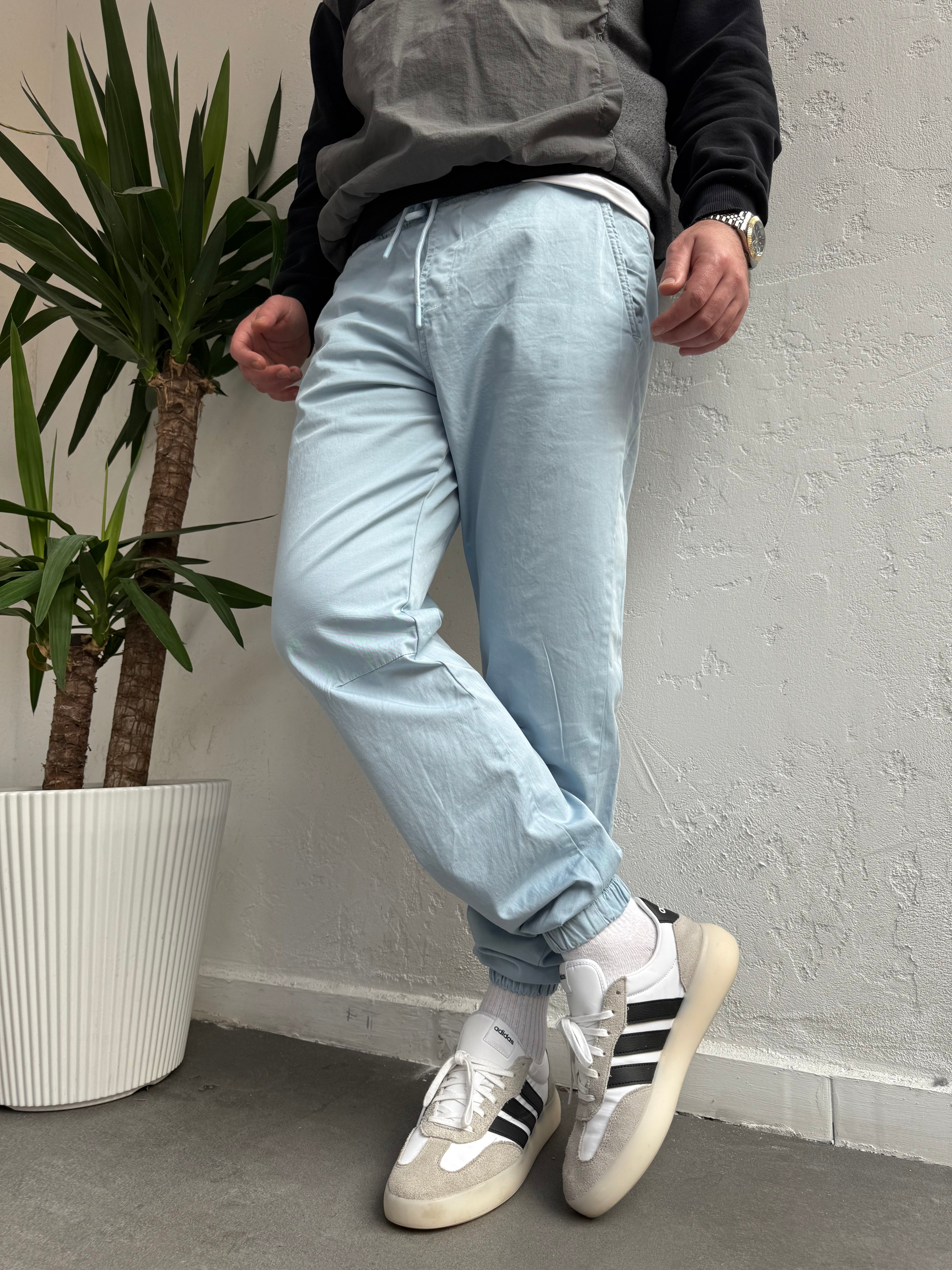 Lastik Paça Gabardin Pantolon