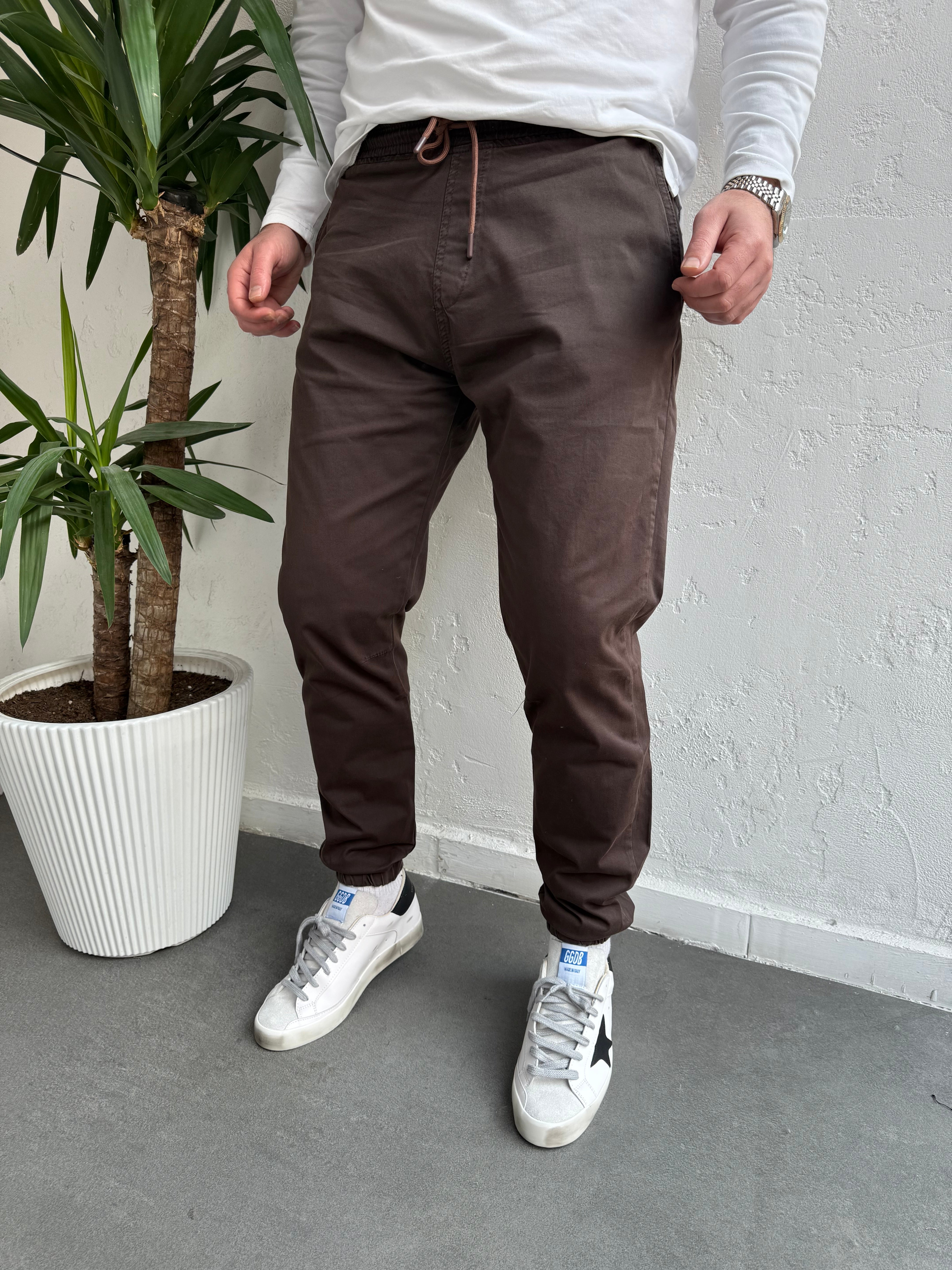 Lastik Paça Gabardin Pantolon