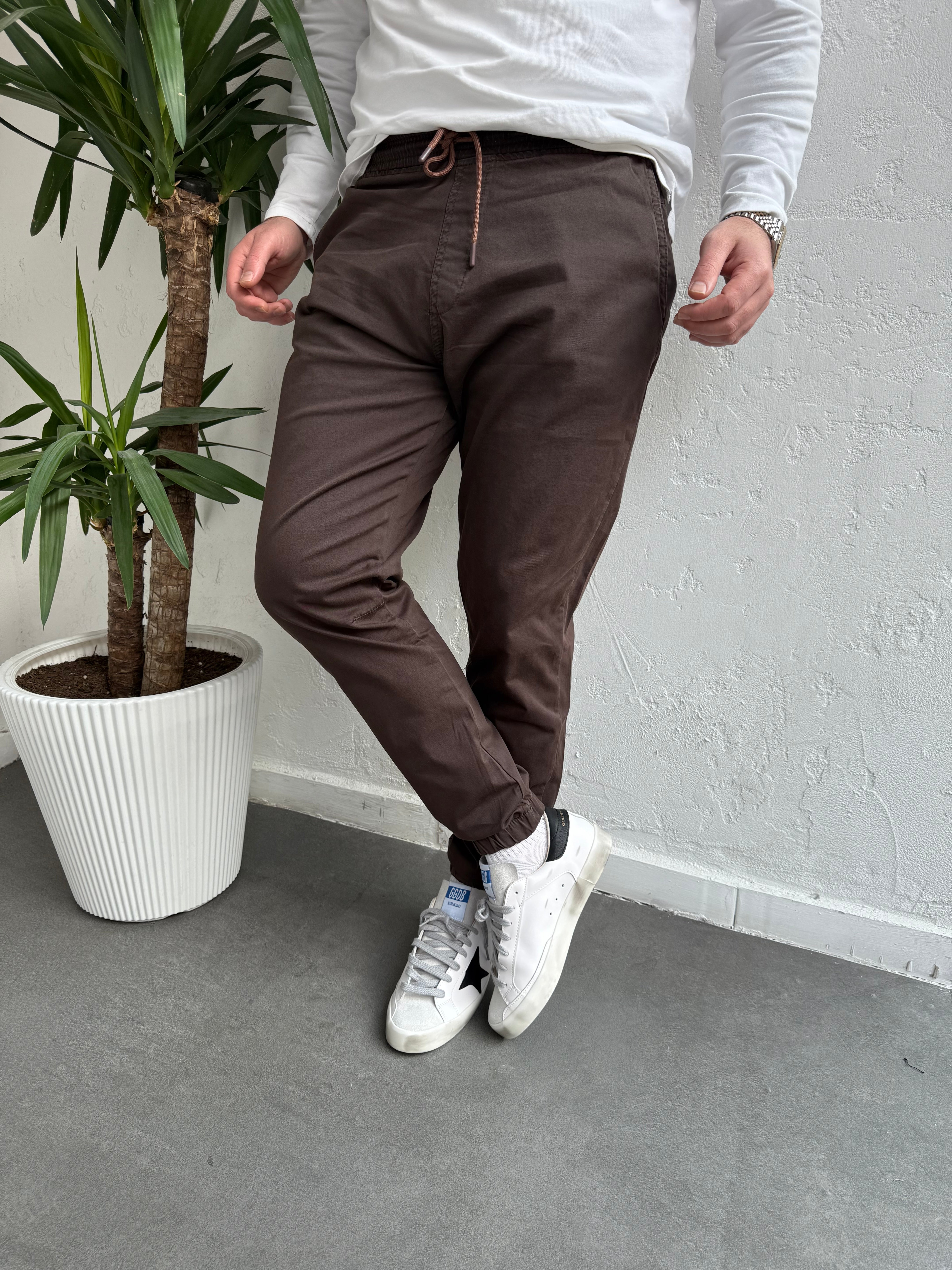 Lastik Paça Gabardin Pantolon