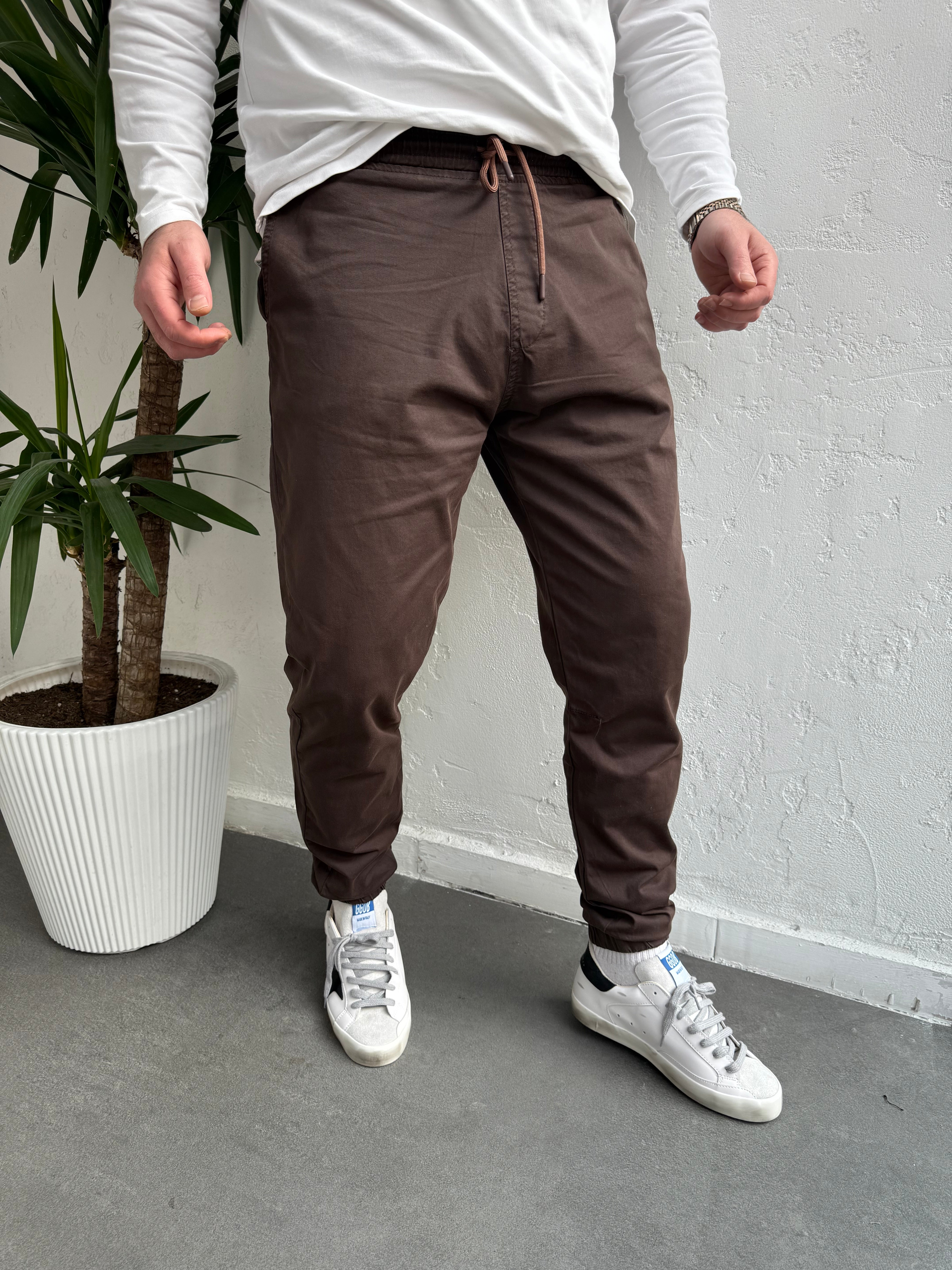 Lastik Paça Gabardin Pantolon