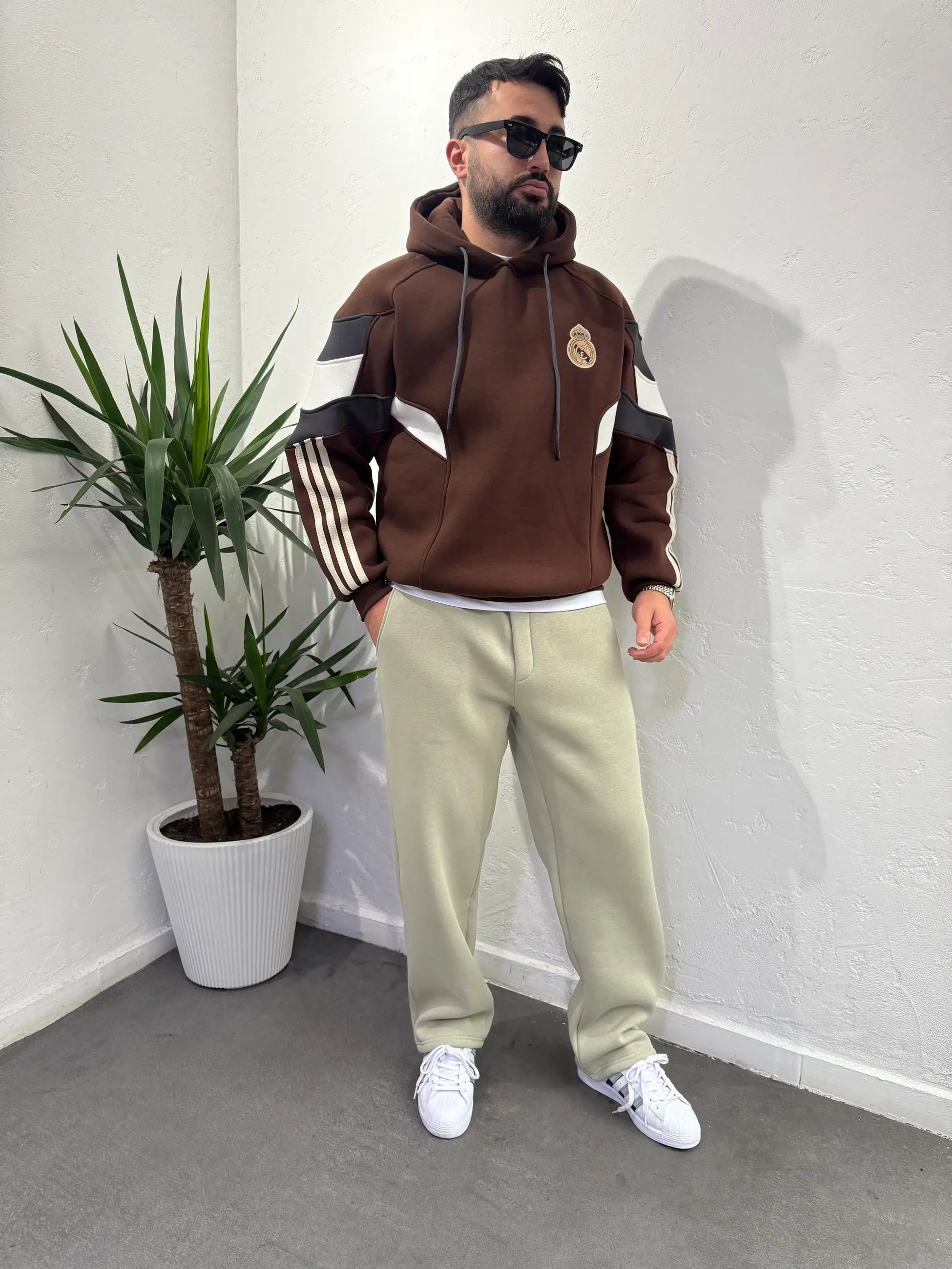 Real Madrid Kapuşonlu Polar Kahverengi