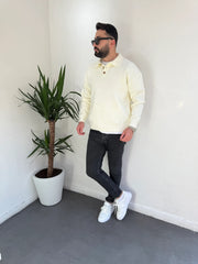 Yaka Düğmeli Triko Kazak