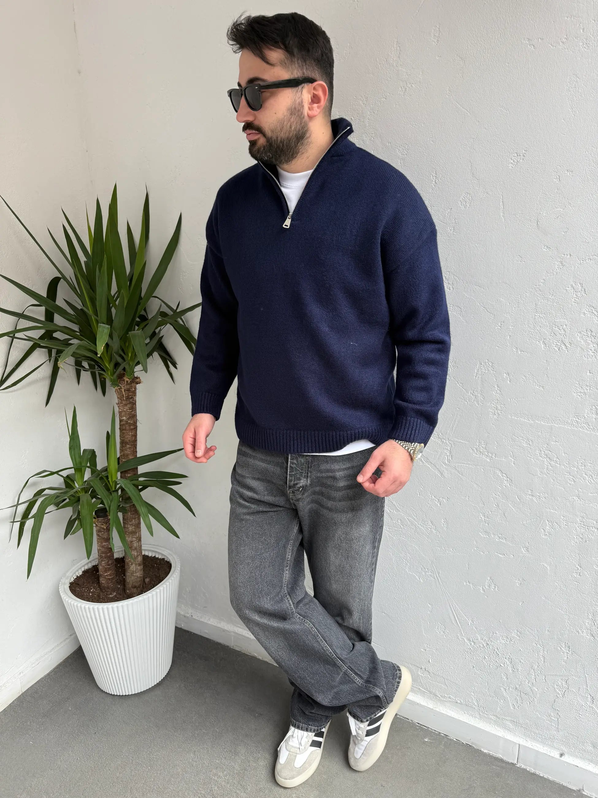 Deep Fermuarlı Triko Kazak