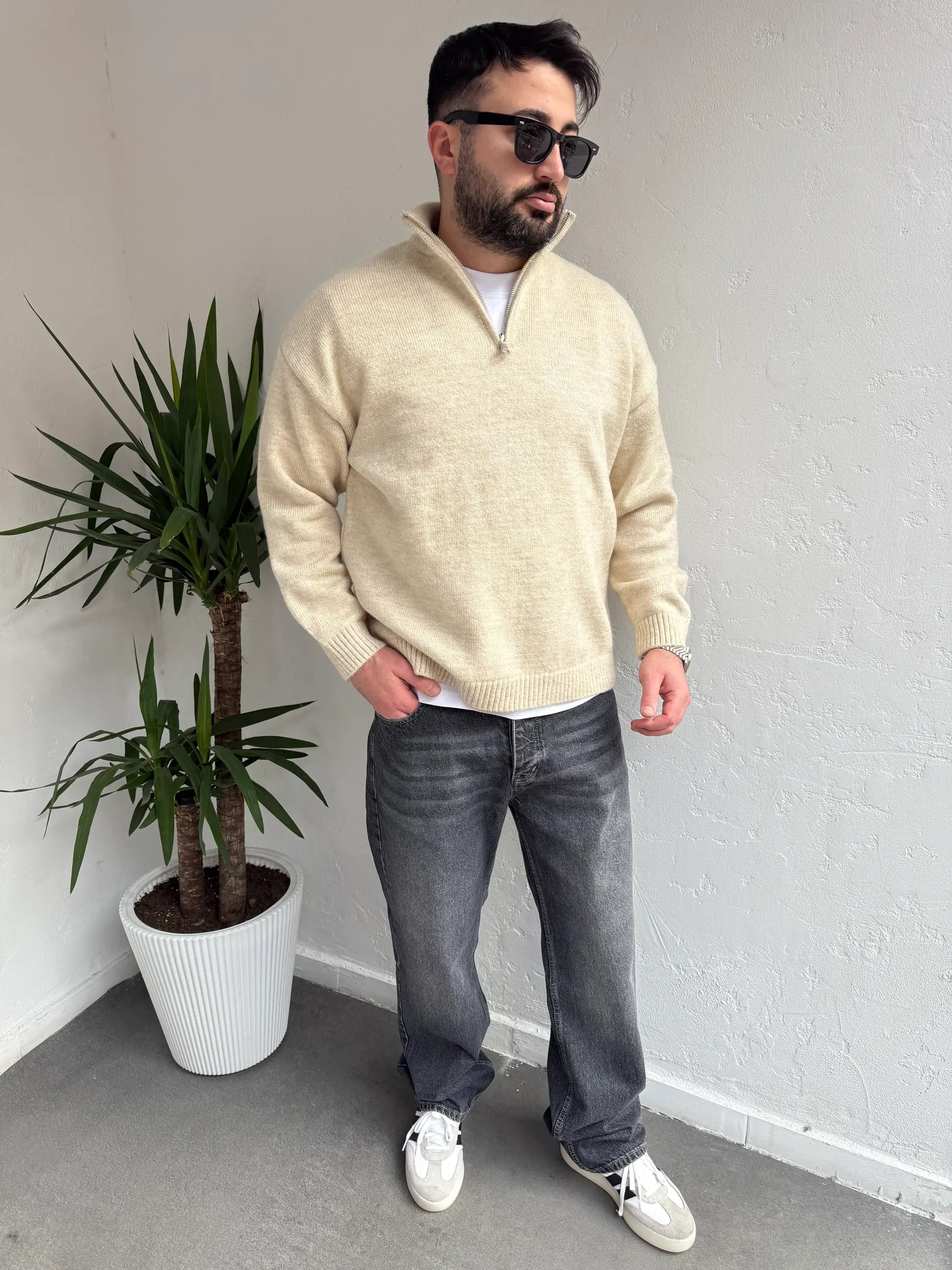 Deep Fermuarlı Triko Kazak