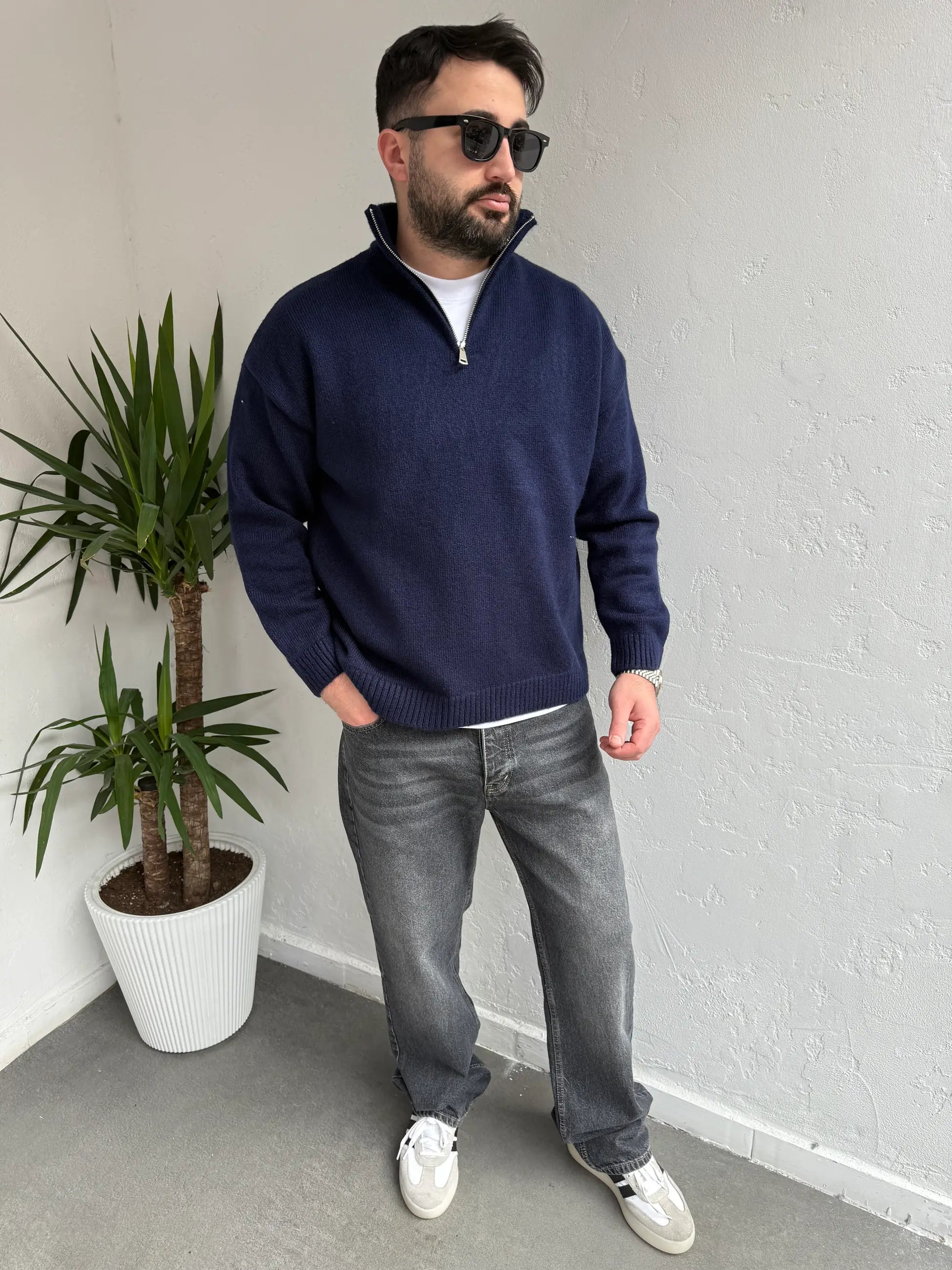 Deep Fermuarlı Triko Kazak