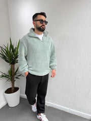 Fermuarlı Peluş Sweatshirt Su Yeşili