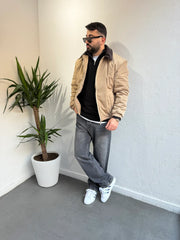 ZR Model Kadife Yaka Mont Kahverengi