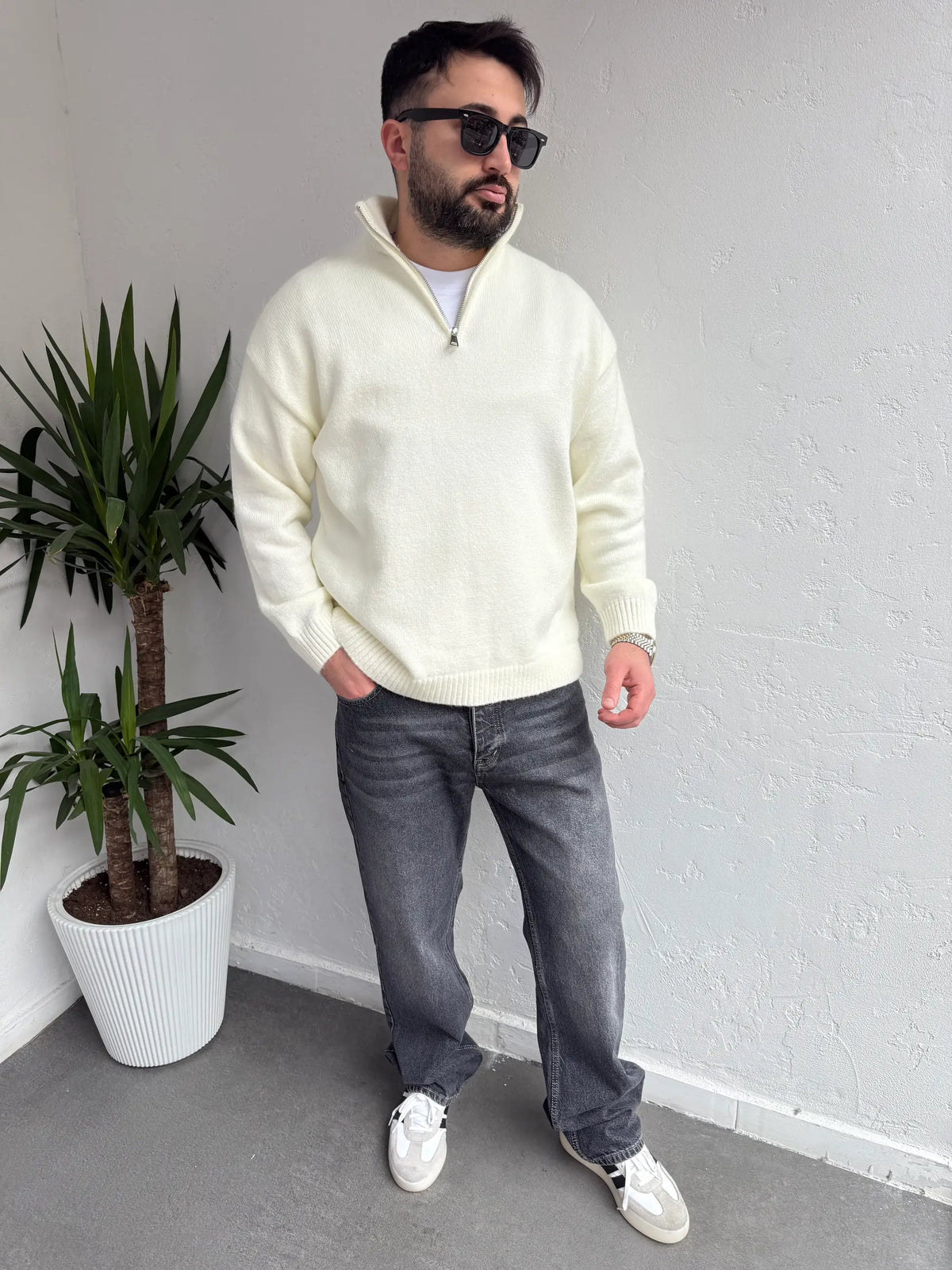 Deep Fermuarlı Triko Kazak