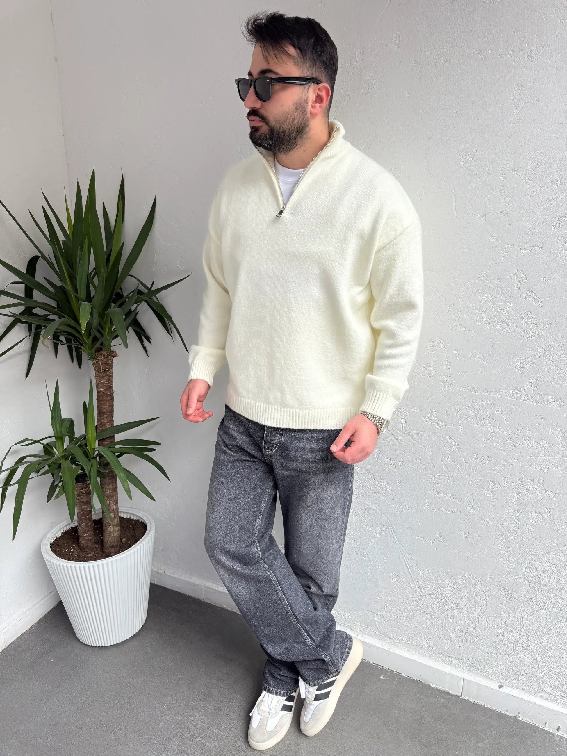 Deep Fermuarlı Triko Kazak