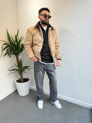 ZR Model Kadife Yaka Mont Kahverengi